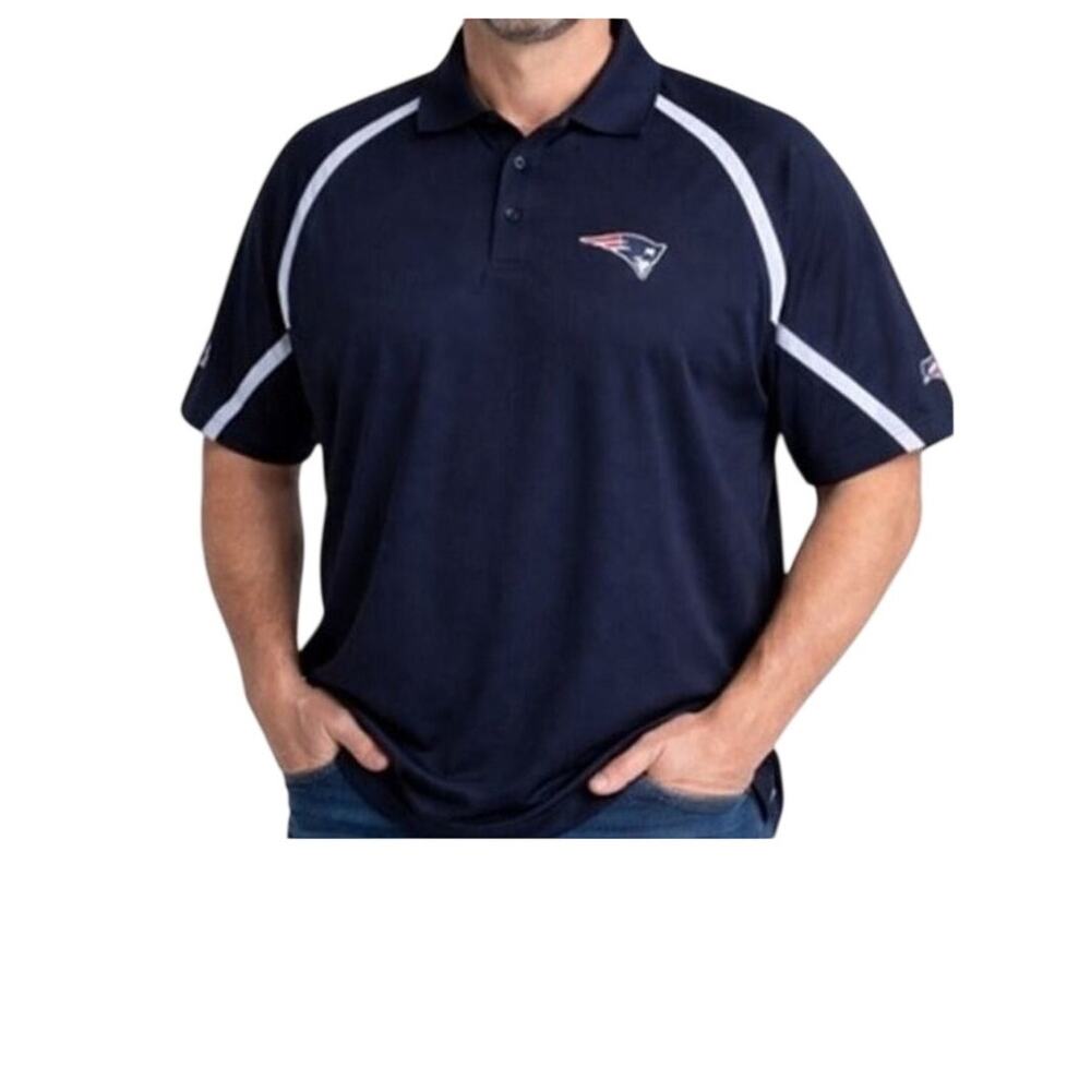 New England Patriots Shirt Mens Size 2XL Blue Short Sleeve Polo Reebok Football